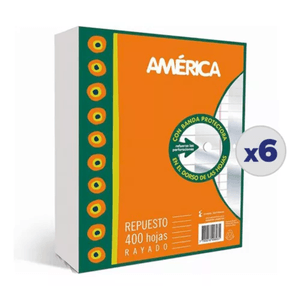 COMBO X 6 REPUESTO AMERICA x 400 C/BANDA RAYADO