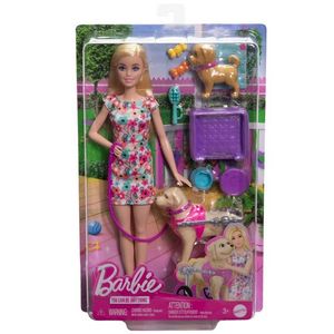 MUÑECA BARBIE PASEADORA DE PERRO CON SILLA DE RUEDAS