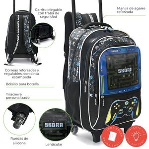 MOCHILA CARRO SKORA GAME OVER CON LUZ LED 45CM
