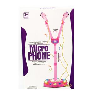 MICROFONO DE PIE DOBLE 64cm. CELESTE