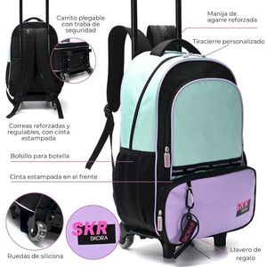 MOCHILA CARRO SKORA CROMATICO BICOLOR CON LLAVERO 45CM