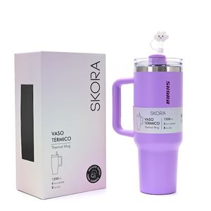VASO TERMICO SKORA LILA CON BOMBILLA Y TAPON NUBE 1200ml