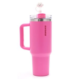 VASO TERMICO SKORA FUCSIA CON BOMBILLA Y TAPON NUBE 1200ml