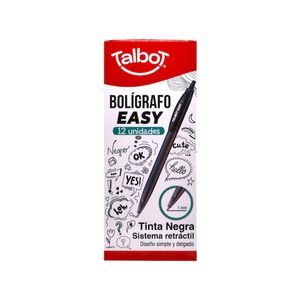 BOLIGRAFO TALBOT RETRACTIL EASY 1mm NEGRO
