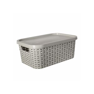 CAJA ORGANIZADORA MILANO CON TAPA 7 lts. GREIGE
