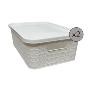 CAJAS ORGANIZADORAS 2 UNID.TREVI C/TAPA 15 lt+2 UNID.7 lt BLANCO