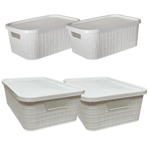 CAJAS ORGANIZADORAS 2 UNID.TREVI C/TAPA 15 lt+2 UNID.7 lt BLANCO