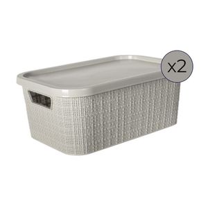 CAJAS ORGANIZADORAS 2 UNID.TREVI C/TAPA 15 lt+2 UNID.7 lt BEIGE