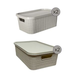 CAJAS ORGANIZADORAS 2 UNID.TREVI C/TAPA 15 lt+2 UNID.7 lt BEIGE