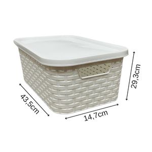 CAJA ORGANIZADORA MILANO CON TAPA 3 UNID 15 lts. BLANCO