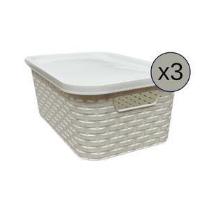 CAJA ORGANIZADORA MILANO CON TAPA 3 UNID 15 lts. BLANCO
