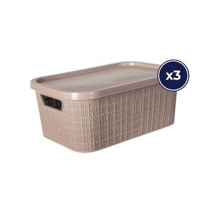 CAJA ORGANIZADORA TREVI CON TAPA 3 UNID.7 lts. ROSA CORAL