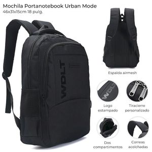 MOCHILA ESPALDA PORTANOTEBOOK WANDERLUST 2 COMPARTIMENTOS 46cm 18 PULGADAS