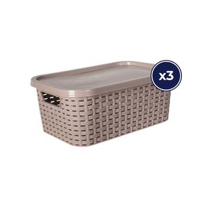 CAJA ORGANIZADORA MILANO CON TAPA 3 UNID.7 lts. ROSA CORAL