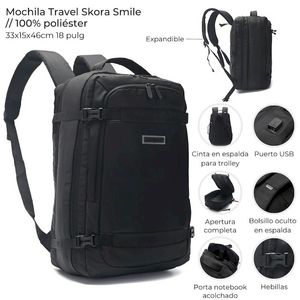 MOCHILA SKORA TRAVEL SMILE 46cm 18 PULGADAS