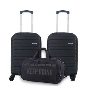 VALIJA CABINERA NEGRAx2+BOLSO TALBOT ACTIVE