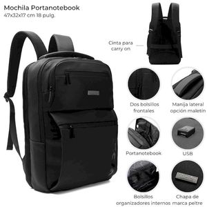 MOCHILA ESPALDA WANDERLUST EJECUTIVA GO NEGRO 43cm